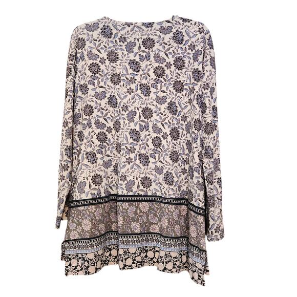 J. Jill Simply Supima Crew Neck Tunic Top size medium Floral, long sleeve - Picture 4 of 8